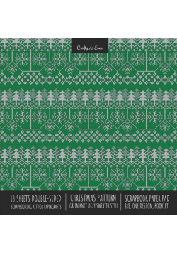 Christmas Pattern Scrapbook Paper Pad 8x8 Decorative Scrapbooking Kit for Cardmaking Gifts, DIY Crafts, Printmaking, Papercrafts, Green Knit Ugly Sweater Style