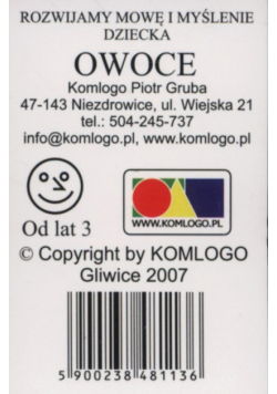 Karty Rozwijamy mowę i myślenie dziecka Owoce