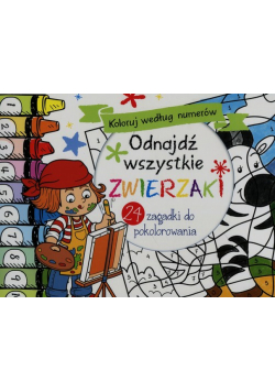 Odnajdź wszystkie zwierzaki Koloruj według numerów