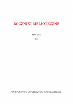 Roczniki Biblioteczne Rok LVII 2013