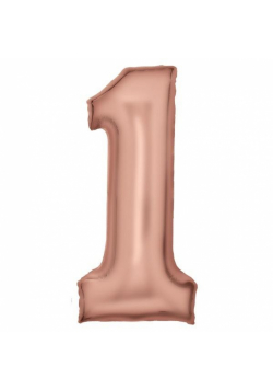 Balon foliowy cyfra 1 satynowa różowe złoto 86cm