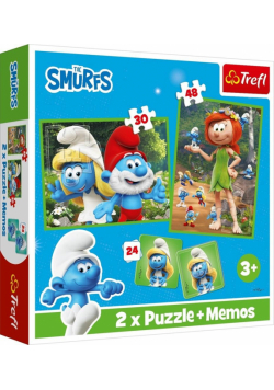 Puzzle 2w1 + memos Wesołe zabawy Smerfów  93656