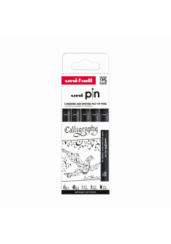 Cienkopis kreślarski PIN 200 Calligraphy czarny różne końcówki 5szt.