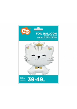 Balon foliowy Biały kotek 39x49cm