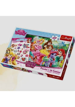 Księżniczki i ich przyjaciele Puzzle 100 + Tatuaże