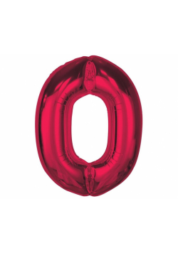 Balon foliowy cyfra 0 czerwona Smart 92cm