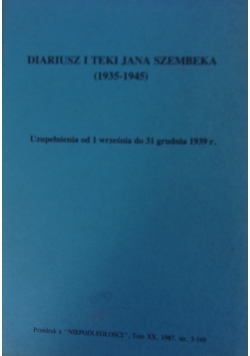 Diariusz i teki Jana Szembeka (1934-1945) , tom XX