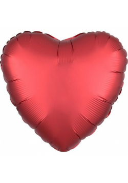 Balon foliowy Silk Lustre Dark czerwony serce luz