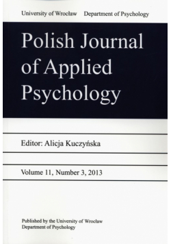 Polish Journal of Applied Psychology Volume 11 Number 32 2013