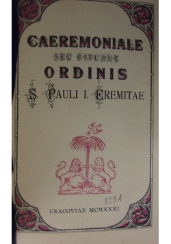 Caeremoniale seu rituale ordinis,1931r