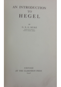 An introduction to Hegel , 1940 r.