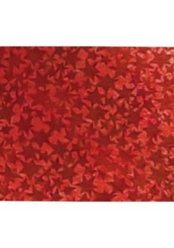 Karton holograficzny czerwony gwiazdy 25x35cm ark