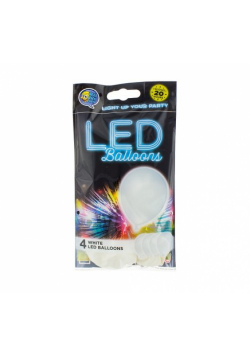 Balony świecące Led, białe 4 sztuki