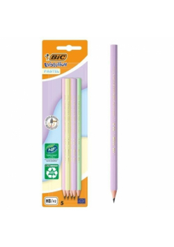 Płowek BIC Evolution Pastel bez gumki 5 sztuk blister