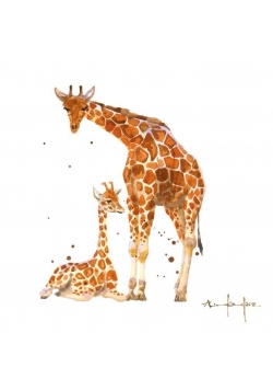 Karnet kwadrat mały z kopertą Giraffe Mum and Baby