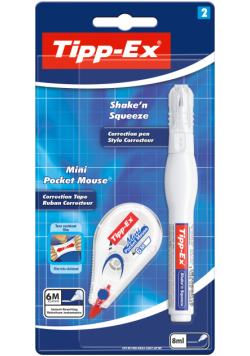Korektor TIPP-EX Mini Pocket Mouse+Shake n Squeeze BIC  blister 1+1 szt.