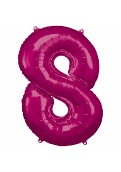 Balon foliowy cyfra 8 różowa 57x86cm