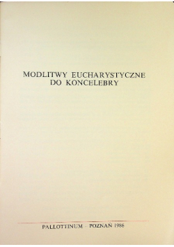 Modlitwy Eucharystyczne do Koncelebry