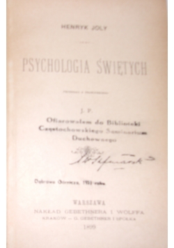 Psychologia świętych, 1899 r.