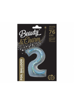 Balon foliowy B&C cyfra 2 holograficz srebrna 76cm
