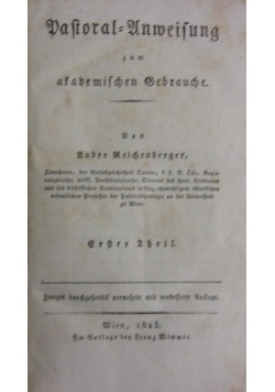 Pastoral-Anweisung zum akademischem Gebrauche, 1825 r.