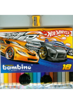 Kredki bambino drewniane 18 kolorów z temperówką Hot Wheels