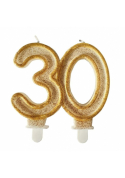 Świeczka urodzinowa 30 złoty brokat