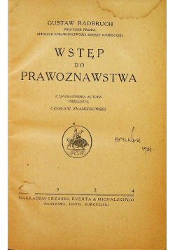Wstęp do prawoznawstwa 1924 r.