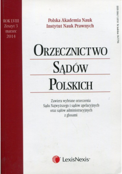 Orzecznictwo Sądów Polskich 3/2014