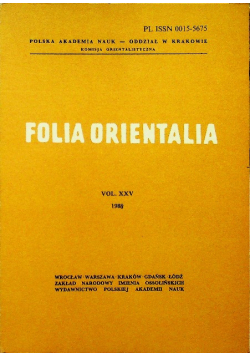 Folia Orientalia Vol XXV 1989