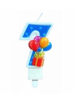 Świeczka urodzinowa 7 z balonami