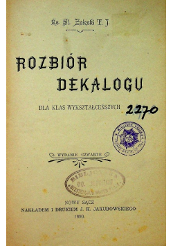 Rozbiór Dekalogu 1896 r.