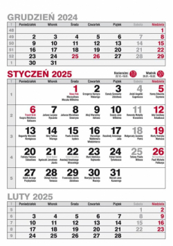 Kalendarz 2025 A5 biurkowy pionowy trójdzielny MIX