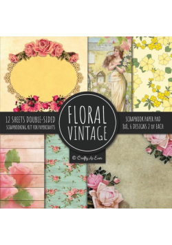 Vintage Floral Scrapbook Paper Pad 8x8 Scrapbooking Kit for Papercrafts, Cardmaking, DIY Crafts, Flower Background, Vintage Design