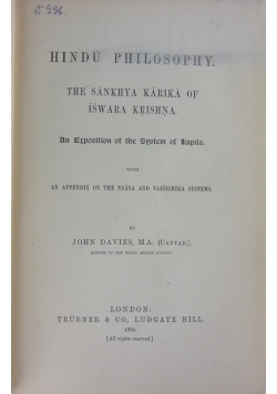 The Sankhya Karika Of Iśwara Krishna, 1881r.