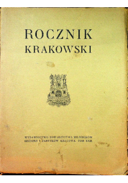 Rocznik krakowski Tom XXII 1929 r.