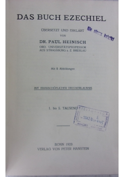 Das Buch ezechiel, 1923 r.