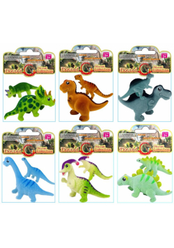 Dinozaury flokowane mama i dziecko MIX