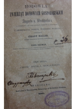Hodowla Zwierząt Domowych Gospodarskich, 1863r.