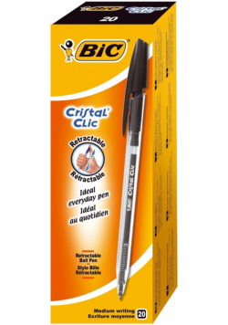 Długopis Cristal Clic czarny pudełko 20 sztuk