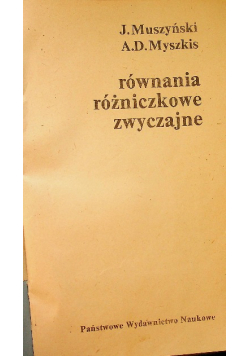 Rownania rozniczkowe zwyczajne