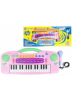 Keyboard z mikrofonem różowy