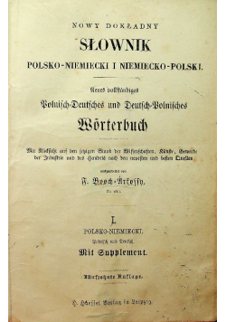 Nowy dokładny Słownik polsko niemiecki i niemiecko polski II około 1872 r.