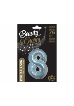 Balon foliowy B&C cyfra 8 holograficz srebrna 76cm
