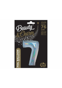 Balon foliowy B&C cyfra 7 holograficz srebrna 76cm