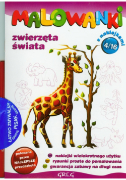 Malowanki 4 Zwierzęta świata + pisak