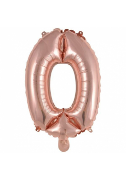 Balon foliowy mini cyfra 0 różowe złoto 30,5x40cm
