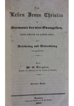 Das Leben Jesus Christus. Tom III, 1844 r.