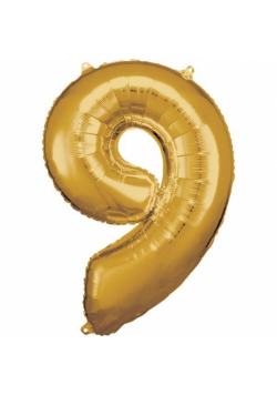 Balon foliowy cyfra 9 złota 60x86cm