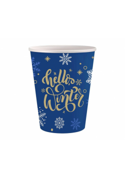 Kubeczki papierowe Hello Winter Blue 250ml 6szt